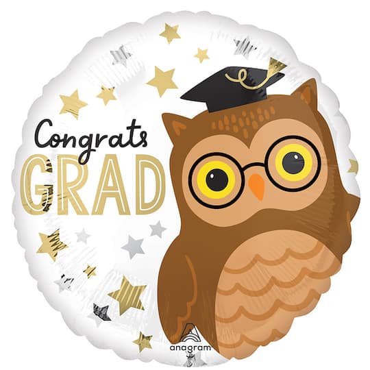 17" Congrats Grad Owl Foil Balloon
